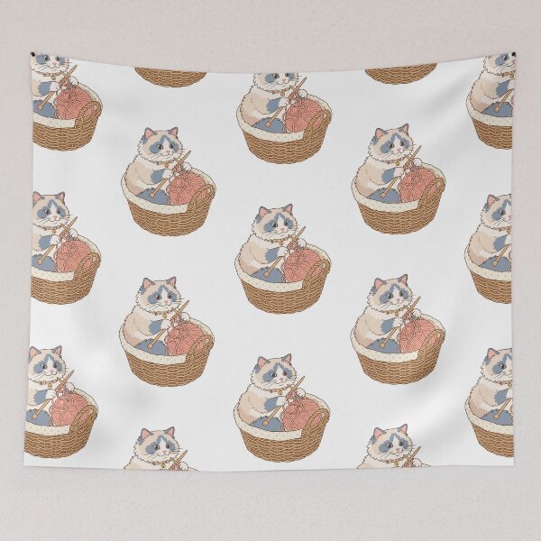 Item preview, Ragdoll Cat Knitting Society Cute Crochet Yarn Crafting designed and sold by PictoVibe.