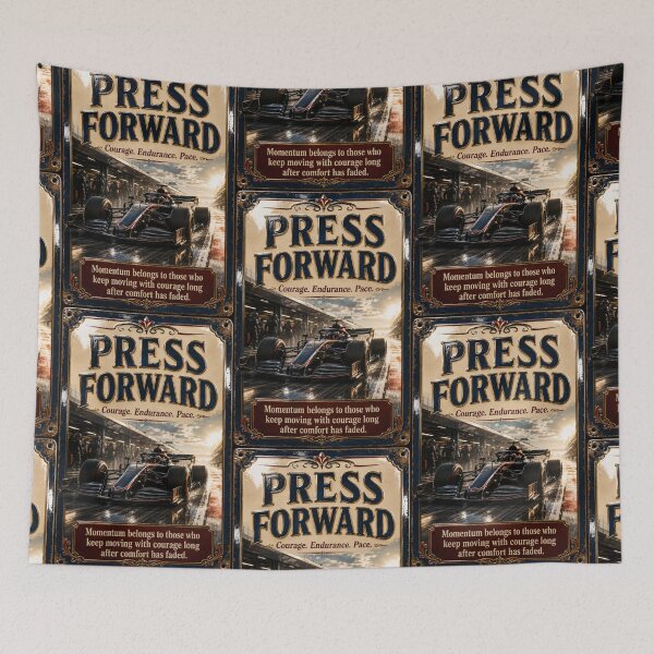 Item preview, Press Forward Vintage Racing Motivation Art designed and sold by PlanetEye Designs.