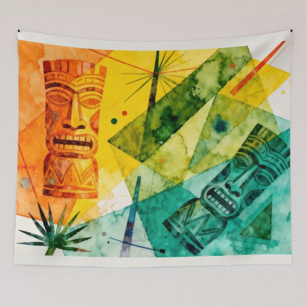 Item preview, Mid-Century Modern Geometric Tiki designed and sold by CAutumnTrapp.
