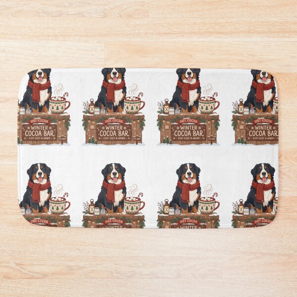 Item preview, Bernese Mountain Dog Cozy Winter Cocoa Bar Cabin designed and sold by PictoVibe.