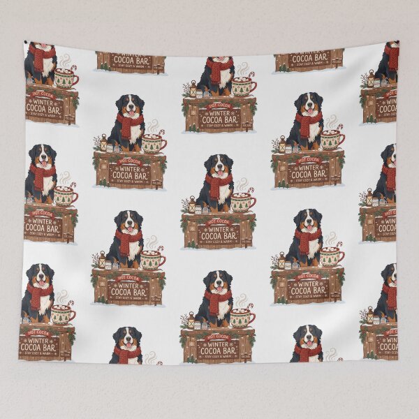 Item preview, Bernese Mountain Dog Cozy Winter Cocoa Bar Cabin designed and sold by PictoVibe.
