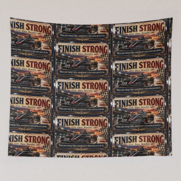 Item preview, Finish Strong Vintage Racing Motivation Art designed and sold by PlanetEye Designs.