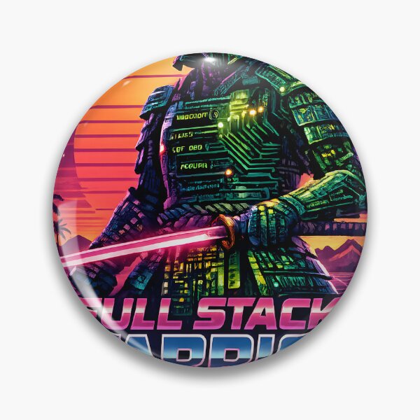 Artikelvorschau, Full Stack Warrior – Samurai Coder Synthwave Retro Programmier-T-Shirt-Design entworfen und verkauft von PenchalaPrabhas.