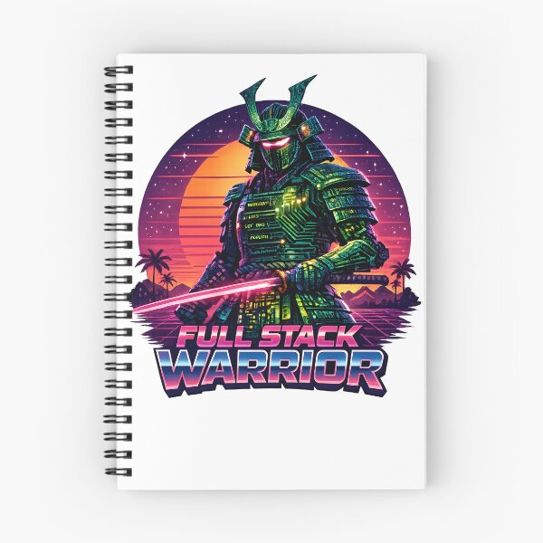 Item preview, Full Stack Warrior – Samurai Coder Synthwave Retro Programming T-Shirt Design designed and sold by PenchalaPrabhas.