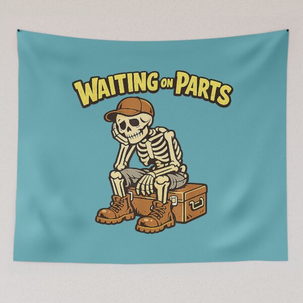 Item preview, Waiting On Parts Auto Technician Skeleton Funny Mechanic designed and sold by MichelLoveHaris.