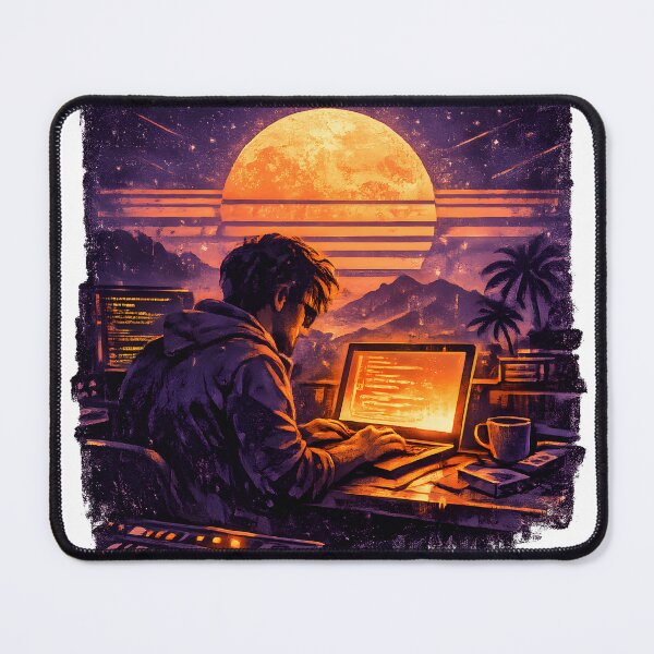 Item preview, Moonlight Code Runner – Retro Synthwave Programmer T-Shirt Design designed and sold by PenchalaPrabhas.
