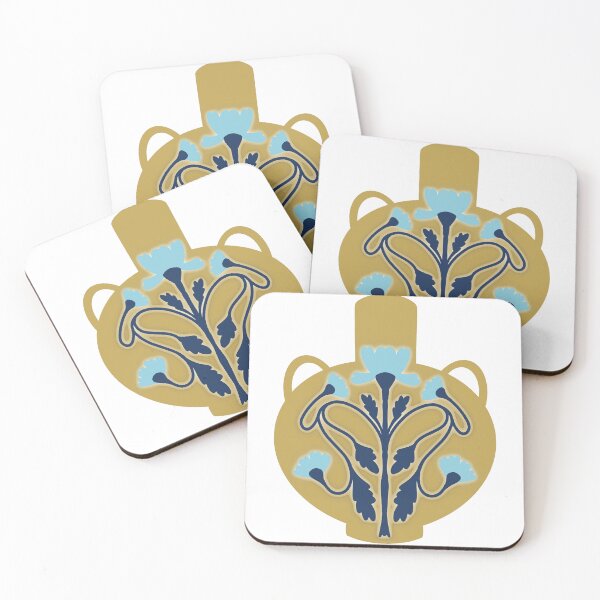 Item preview, Yellow and Blue Floral Pottery Vase designed and sold by sleepyheadedbb.