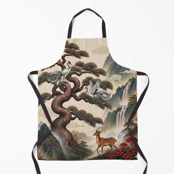 Item preview, Sipjangsaeng Yongteurim Pine on Soft Beige Background designed and sold by K-Tradition.
