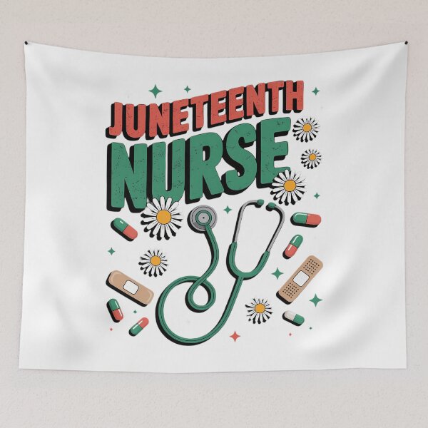 Item preview, Juneteenth Nurse Groovy Retro African Scrub Top Black designed and sold by sailorjessiArt.