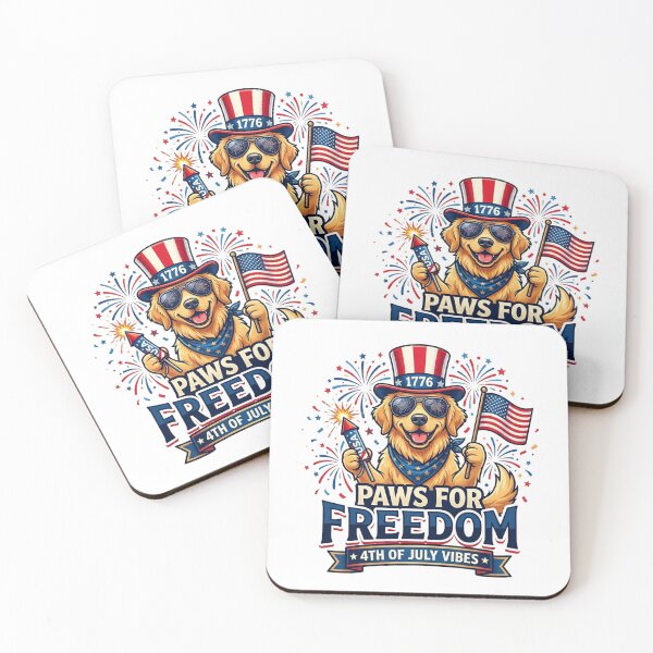 Item preview, Paws For Freedom - Patriotic 4th of July Golden Retriever designed and sold by InkImagination1.