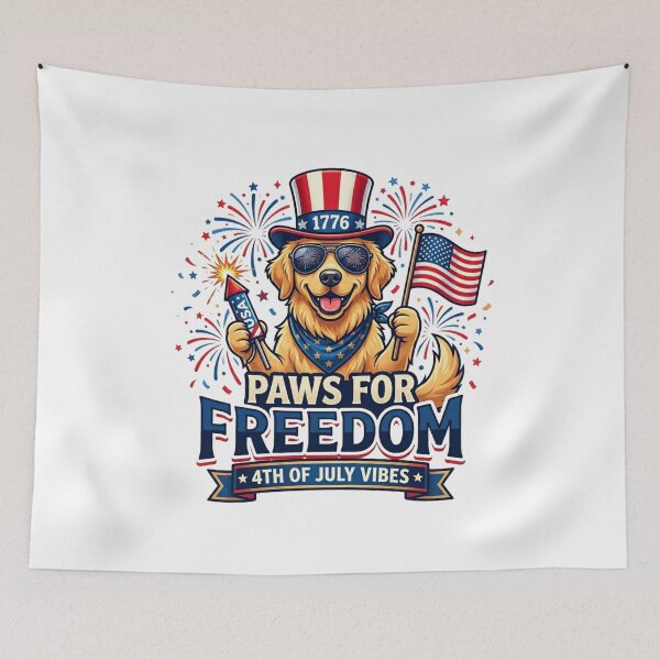 Item preview, Paws For Freedom - Patriotic 4th of July Golden Retriever designed and sold by InkImagination1.