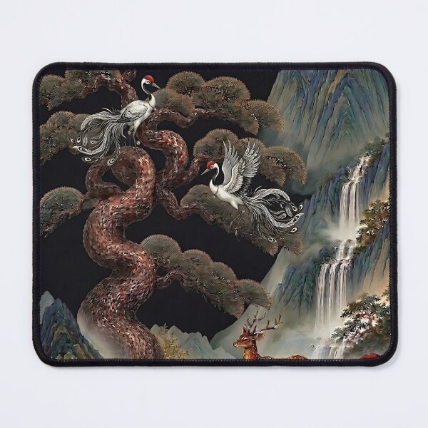 Item preview, Yongteurim Pine in Mystic Mist – Sipjangsaeng on Black designed and sold by K-Tradition.