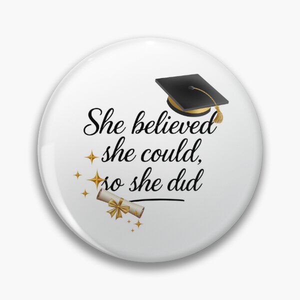 Item preview, She Believed She Could So She Did Quote with Graduation Hat, Diploma, & Stars designed and sold by jeweleddesigns.