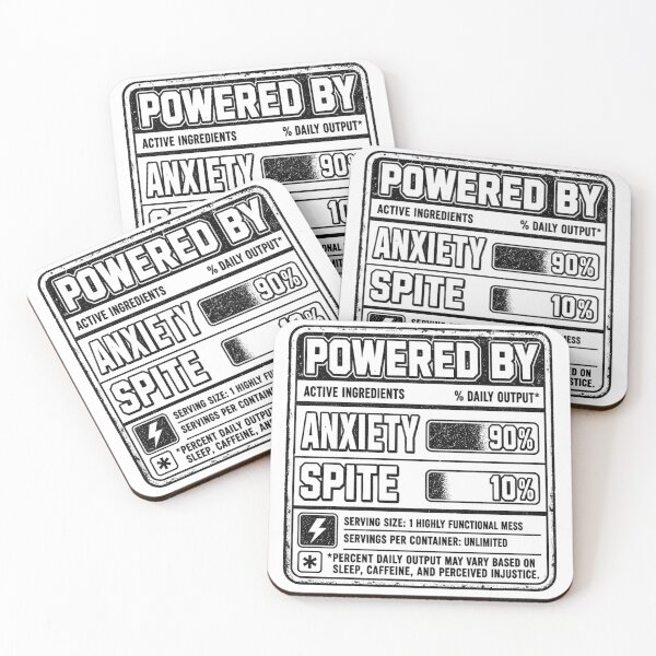 Item preview, Powered By Anxiety And Spite | Dark Humor Mental Health designed and sold by ChaosThreadsCo.