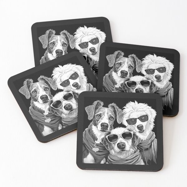 Item preview, Black and White Cool Dogs Sunglasses Portrait Art designed and sold by inkoutninja.