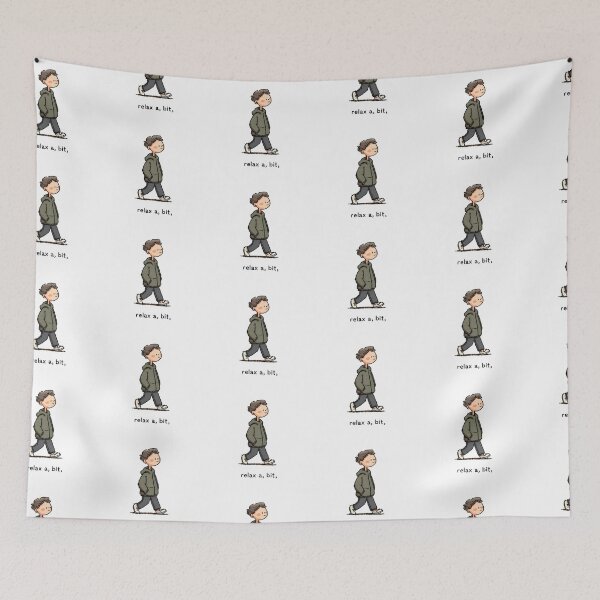 Item preview, Relax a bit Inspirational Illustration with Walking Character and Mindful Lifestyle Quote designed and sold by JaiSoftStudio.