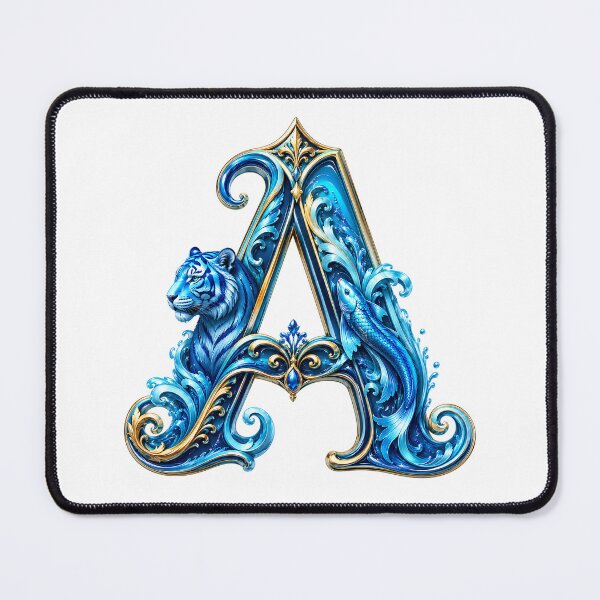 Item preview, Aqua Zodiac Guardian White Tiger-Pisces Letter A designed and sold by BlissBlvdShop.
