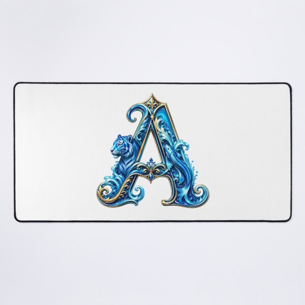Item preview, Aqua Zodiac Guardian White Tiger-Pisces Letter A designed and sold by BlissBlvdShop.