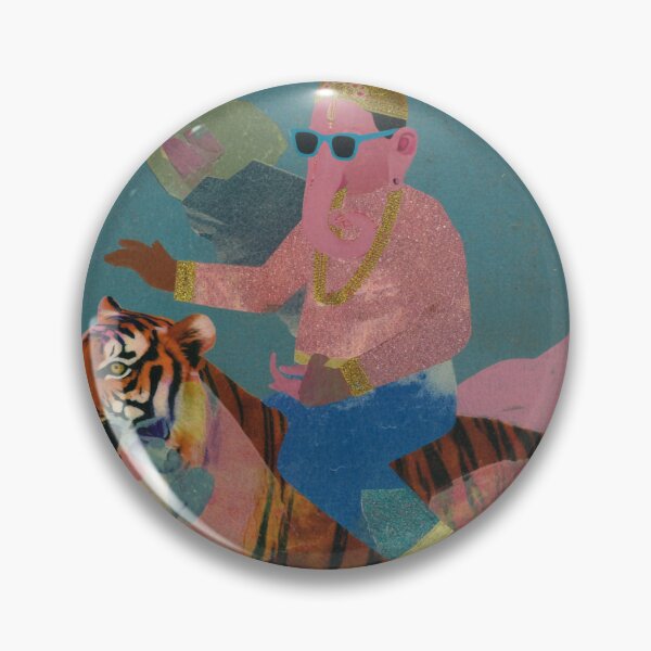 Item preview, Ganesha Riding Tiger Vision Power Courage Collage Art designed and sold by PANNARUK THAILAND.