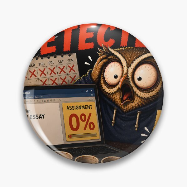 Item preview, Funny Procrastination Detected Owl Deadline Panic designed and sold by Easternpantry.