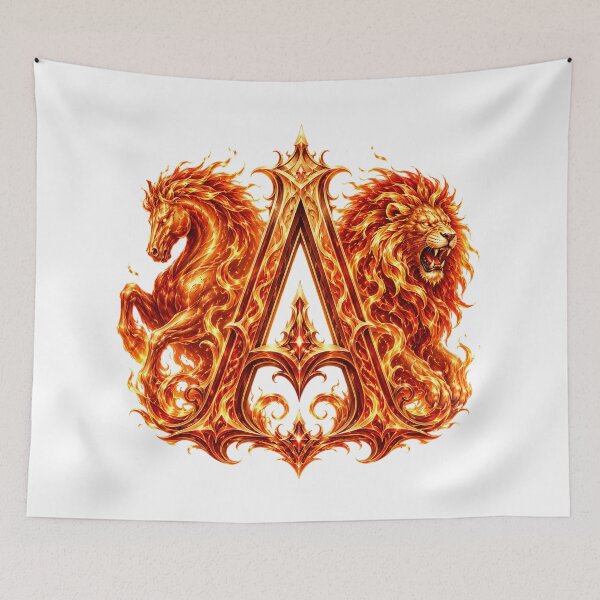 Item preview, Flameborn Zodiac Horse Leo Letter A designed and sold by BlissBlvdShop.