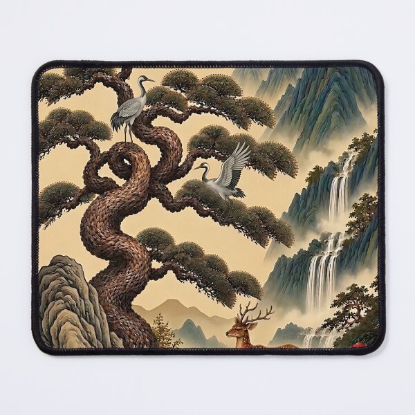 Item preview, Golden Longevity Landscape with Dragon Pine | Korean Sipjangsaeng Wall Art designed and sold by K-Tradition.