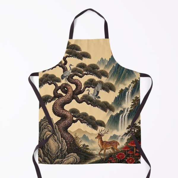 Item preview, Golden Longevity Landscape with Dragon Pine | Korean Sipjangsaeng Wall Art designed and sold by K-Tradition.
