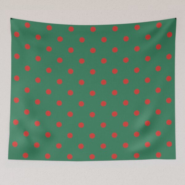 Item preview, Playful Tomato Red Polka Dot Green Pattern designed and sold by zenjiinspired.