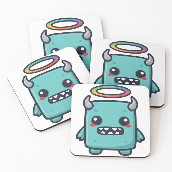 Item preview, Kawaii Turquoise Monster with Rainbow Halo designed and sold by redblink store.