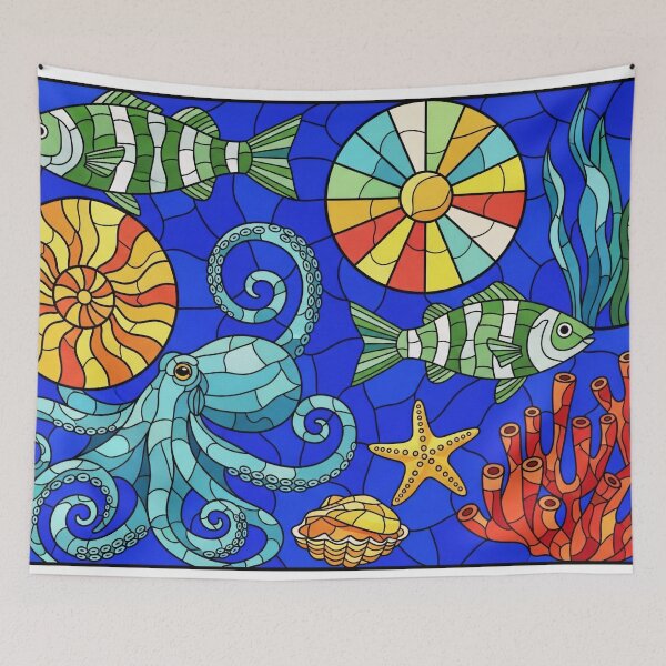 Item preview, Stained Glass Ocean Mosaic designed and sold by PixorStudio.