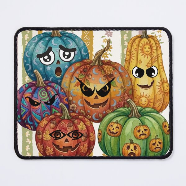 Item preview, Cute and Spooky Jack-o'-Lanterns Set with Vintage Floral Pattern Background designed and sold by VibranPalette.