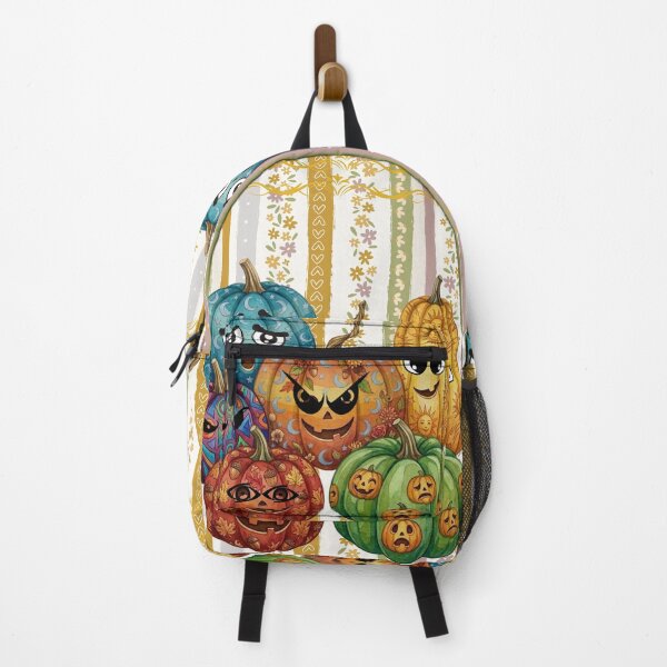 Item preview, Cute and Spooky Jack-o'-Lanterns Set with Vintage Floral Pattern Background designed and sold by VibranPalette.