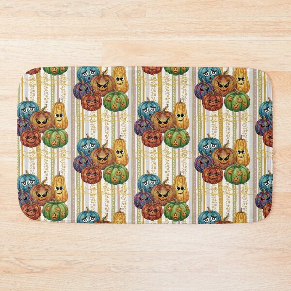 Item preview, Cute and Spooky Jack-o'-Lanterns Set with Vintage Floral Pattern Background designed and sold by VibranPalette.