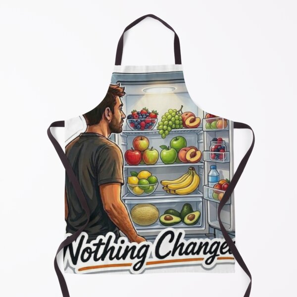 Item preview, Nothing Changed Funny Man Looking into Full Fridge Illustration designed and sold by Northern Glow Art.