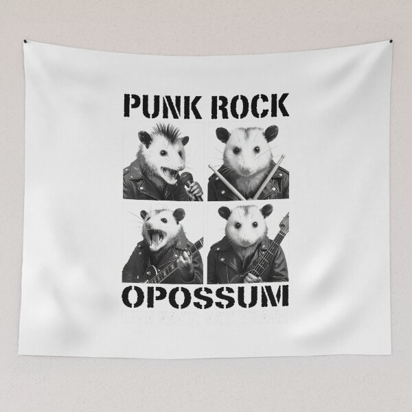 Item preview, Opossum Rock Band Collage Black & White Fun Animal designed and sold by msolgray.