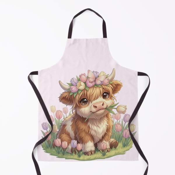 Item preview, Moo In Bloom Pastel Tulip Crown Highland Cow Calf designed and sold by HumTumMe.