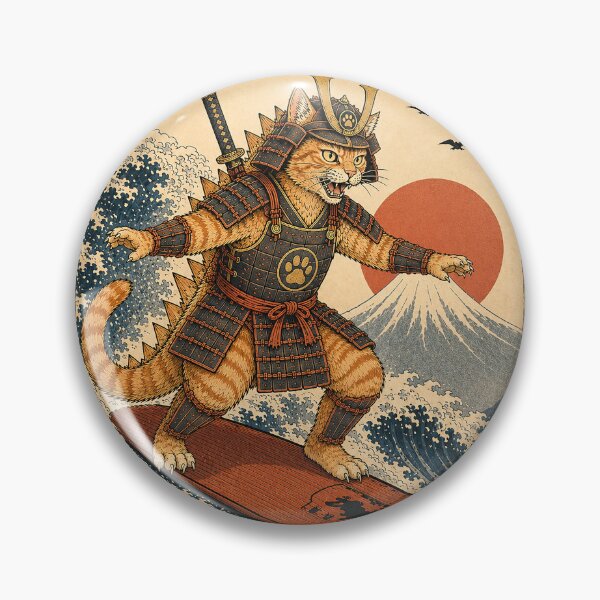 Item preview, Catzilla Samurai surfing the great wave designed and sold by keytee.