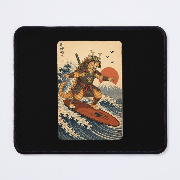 Item preview, Catzilla Samurai surfing the great wave designed and sold by keytee.