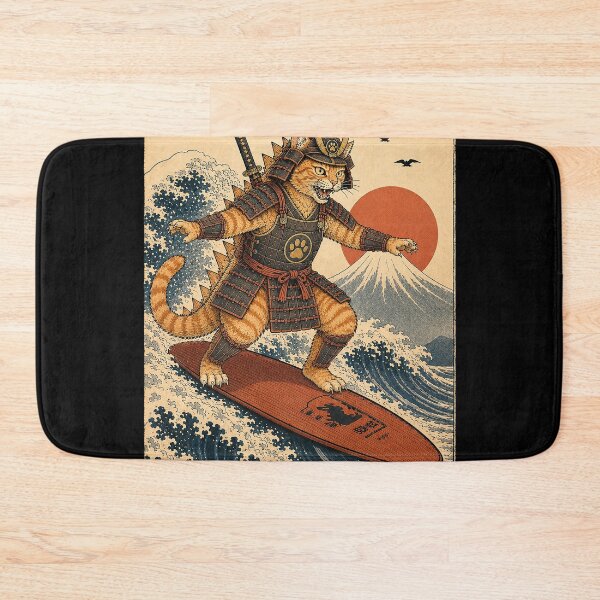 Item preview, Catzilla Samurai surfing the great wave designed and sold by keytee.