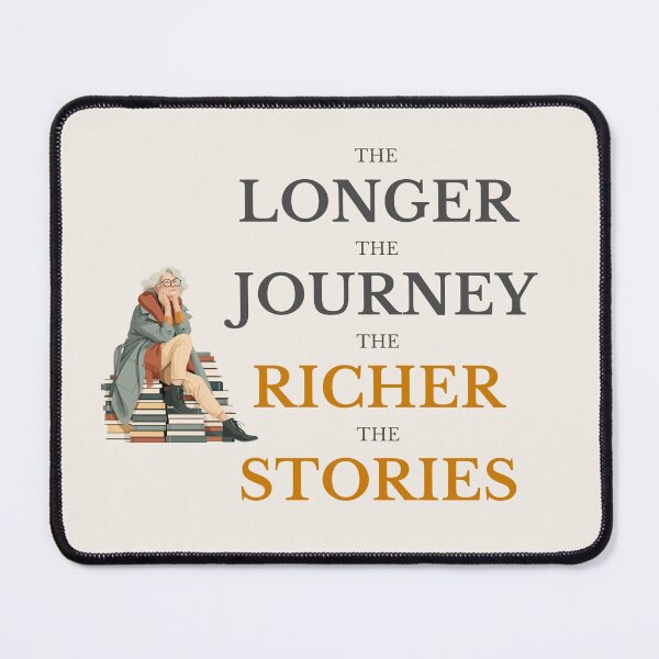 Item preview, The Longer the Journey, the Richer the Stories - Minimalist Quote Design Senior Woman Books designed and sold by AmoebaPress.