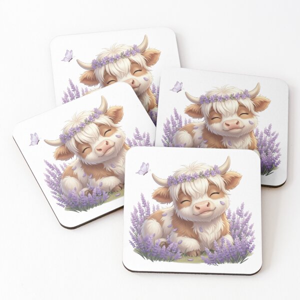 Item preview, Moo In Bloom Peaceful Highland Cow Lavender Field designed and sold by HumTumMe.