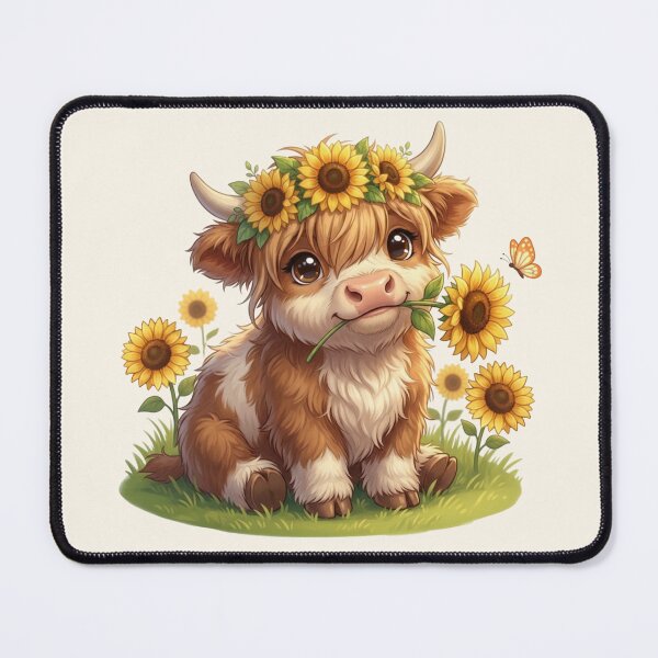 Item preview, Moo In Bloom Sunflower Crown Highland Cow Calf designed and sold by HumTumMe.