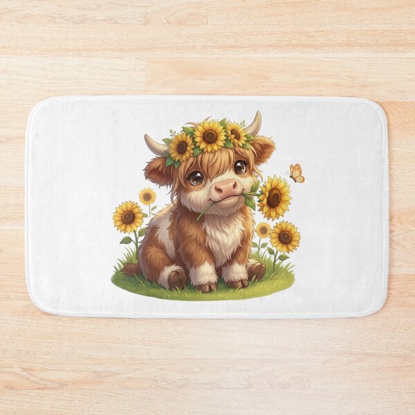 Item preview, Moo In Bloom Sunflower Crown Highland Cow Calf designed and sold by HumTumMe.