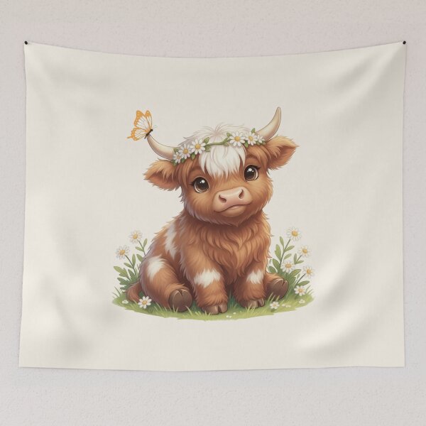 Item preview, Moo In Bloom Highland Cow Flower Crown Butterfly designed and sold by HumTumMe.