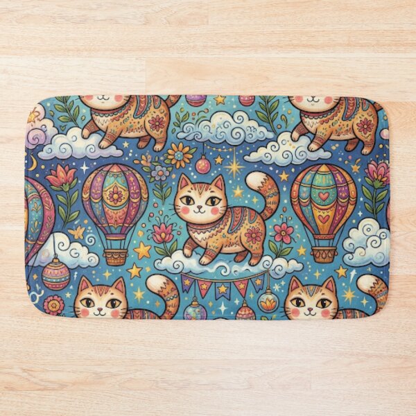 Item preview, Cute Cat Hot Air Balloon Pattern designed and sold by Iampoji.