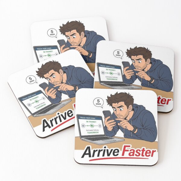 Item preview, Arrive Faster Funny Online Shopping Order Tracking Illustration designed and sold by Northern Glow Art.
