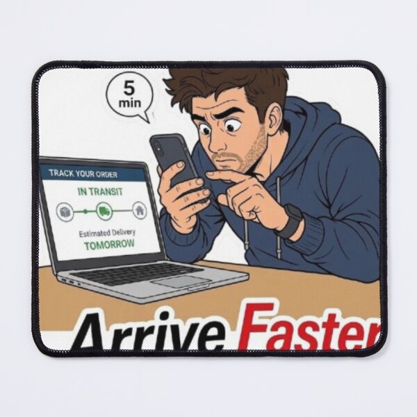 Item preview, Arrive Faster Funny Online Shopping Order Tracking Illustration designed and sold by Northern Glow Art.