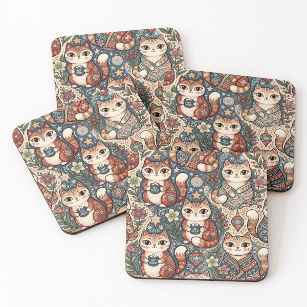 Item preview, Whimsical Folk Art Cat Pattern designed and sold by Iampoji.
