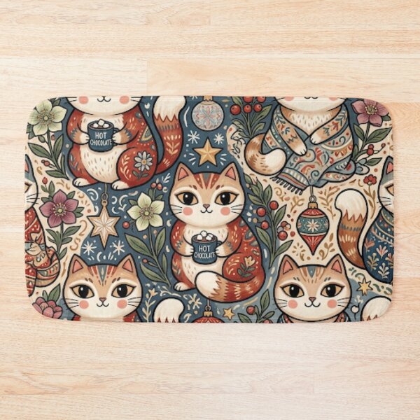 Item preview, Whimsical Folk Art Cat Pattern designed and sold by Iampoji.