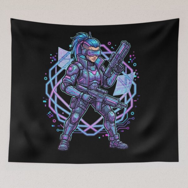 Item preview, Cyberpunk Female Warrior Futuristic Sci-Fi Soldier designed and sold by Dream Weave Studio.